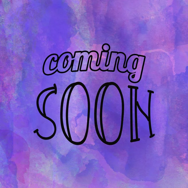 Coming Soon Text Abstract Watercolor Design Wash Aqua Painted Minimalistic — Stock Photo, Image