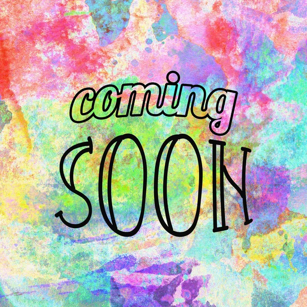 Coming Soon Text Abstract Watercolor Design Wash Aqua Painted Minimalistic — Stock Photo, Image