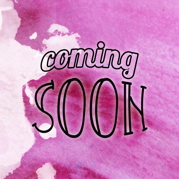 Coming Soon Text Abstract Watercolor Design Wash Aqua Painted Minimalistic — Stock Photo, Image