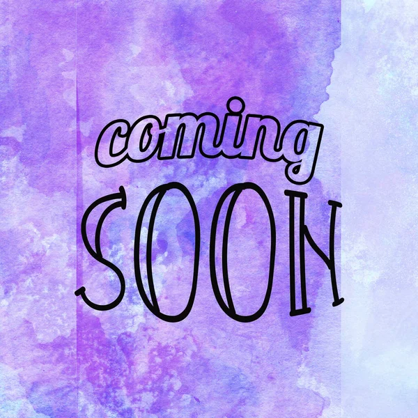 Coming Soon Text Abstract Watercolor Design Wash Aqua Painted Minimalistic — Stock Photo, Image