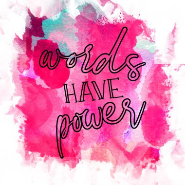 Kelimelerin soyut suluboya tasarımı üzerine güç metni vardır..