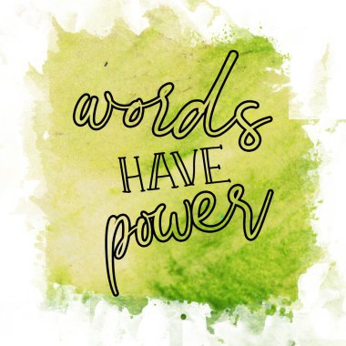 Kelimelerin soyut suluboya tasarımı üzerine güç metni vardır..