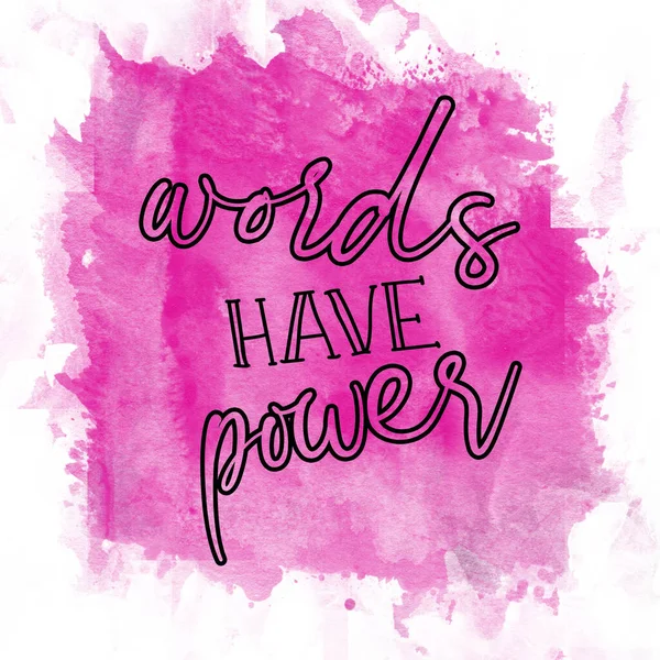 Words Have Power Text Abstract Watercolor Design Painted Texture Background — Stock fotografie