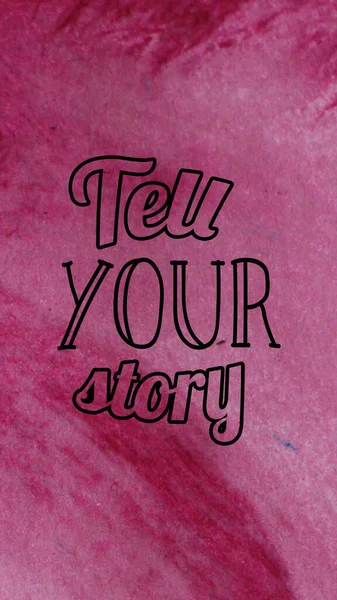 Tell your story text on abstract watercolor design, aqua painted texture background.