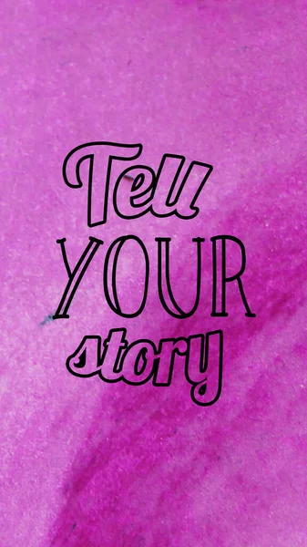 Tell your story text on abstract watercolor design, aqua painted texture background.