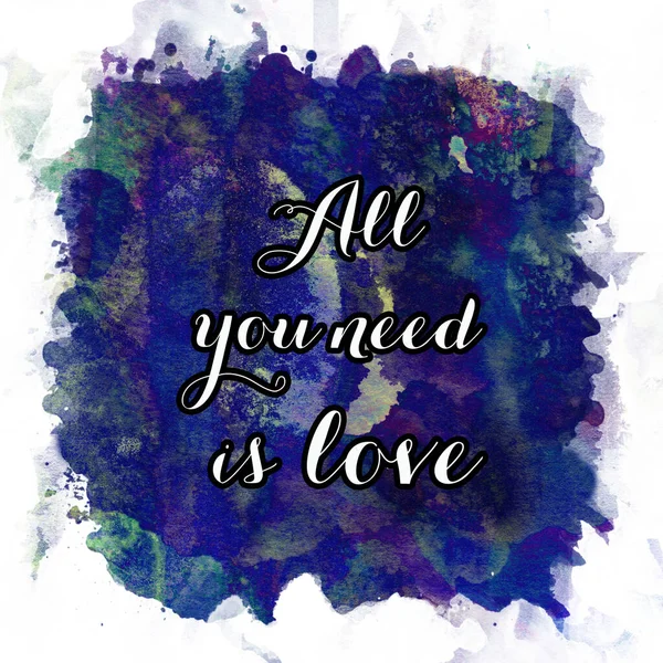 All You Need Love Text Abstract Watercolor Design Aqua Painted — Stock Photo, Image