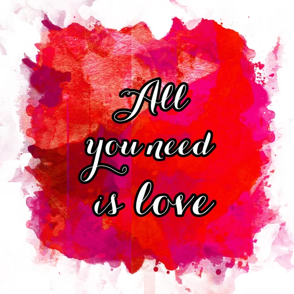 All You Need Love Text Abstract Watercolor Design Aqua Painted — Stock Photo, Image