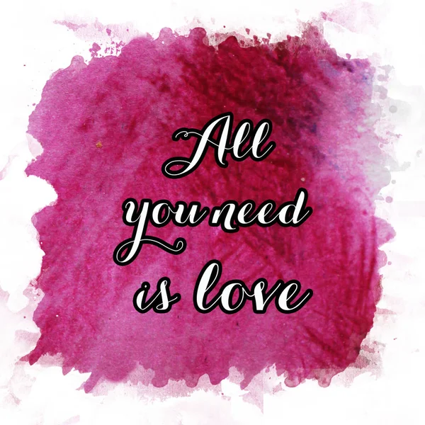 All You Need Love Text Abstract Watercolor Design Aqua Painted — Stock Photo, Image