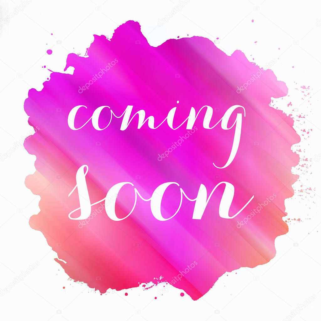 Coming soon text on abstract colorful background