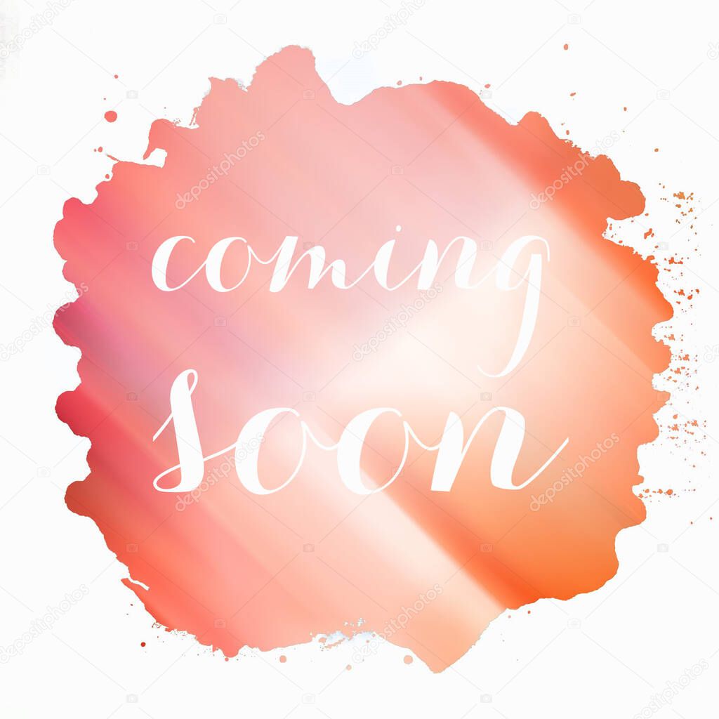 Coming soon text on abstract colorful background