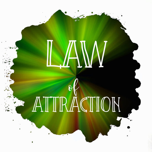 Law of attraction text on colorful abstract background 