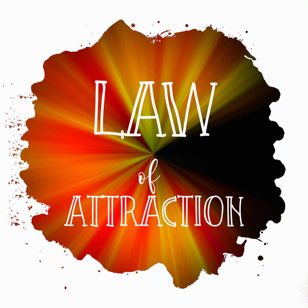 Law of attraction text on colorful abstract background 