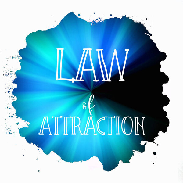 Law of attraction text on colorful abstract background 