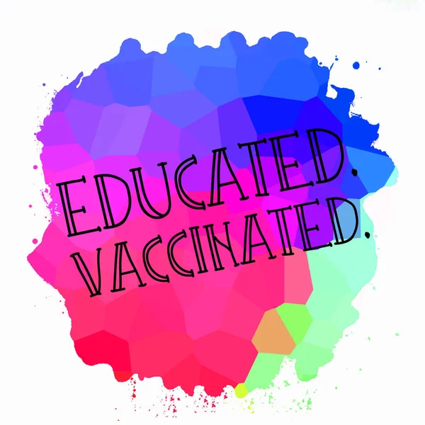 Texto Vacinado Educado Fundo Colorido Abstrato — Fotografia de Stock