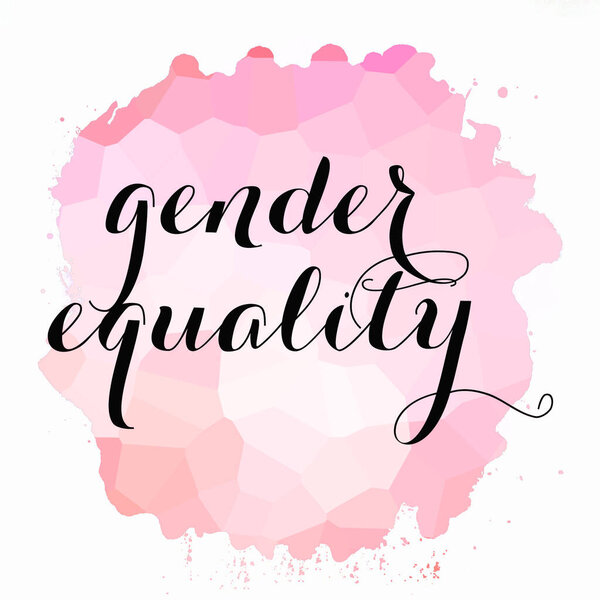 Gender equality text on abstract colorful background 