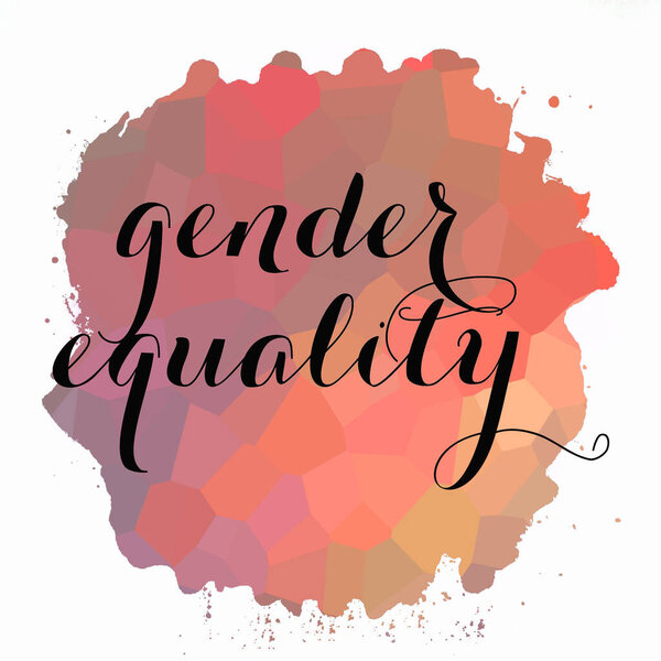 Gender equality text on abstract colorful background 