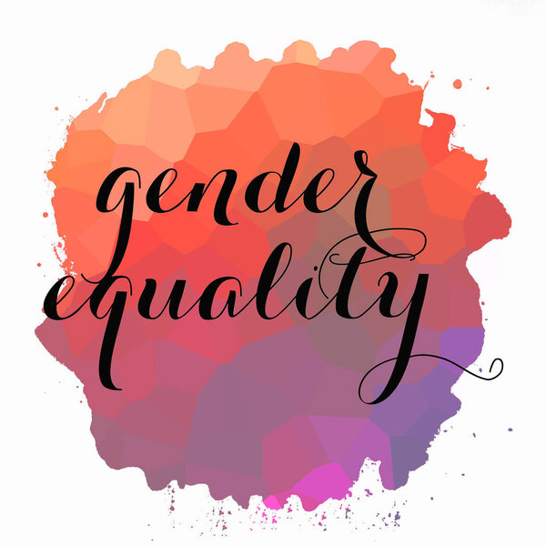 Gender equality text on abstract colorful background 