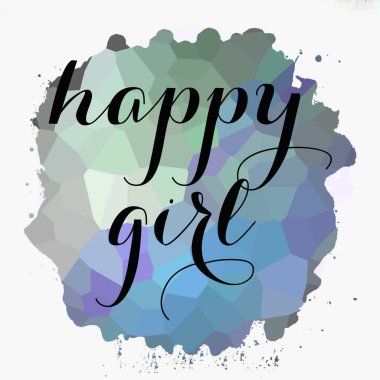 Soyut renkli arkaplanda mutlu kız metni 