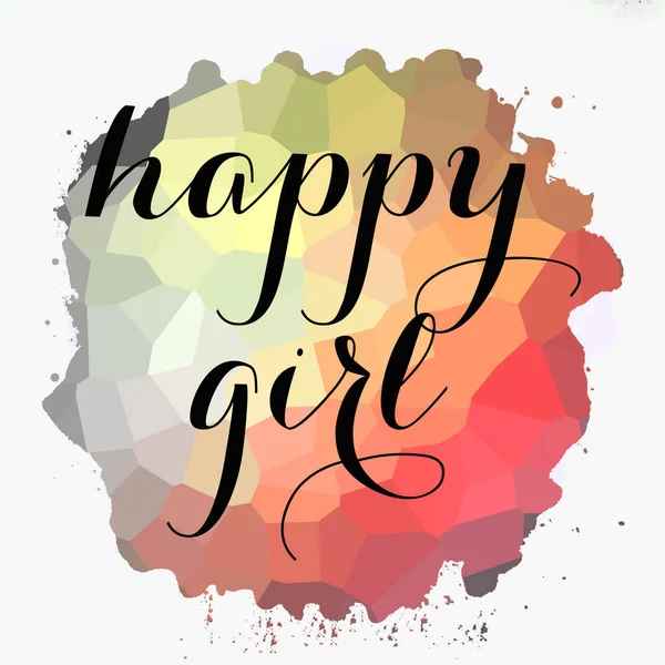 Šťastná Dívka Text Abstraktní Barevné Pozadí — Stock fotografie