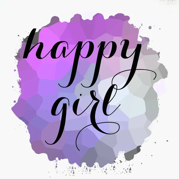 Happy Girl Texte Sur Fond Abstrait Coloré — Photo