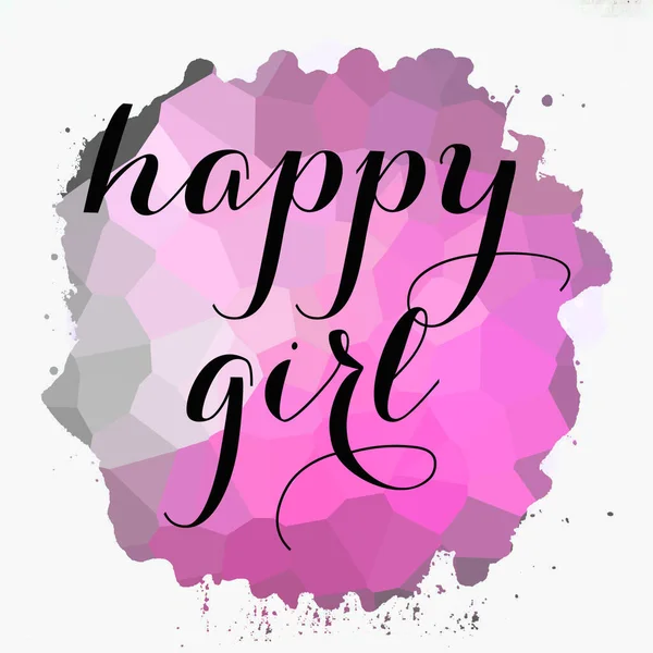 Happy Girl Tekst Abstrakcyjnym Kolorowe Tło — Zdjęcie stockowe