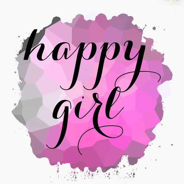 Happy Girl Texte Sur Fond Abstrait Coloré — Photo