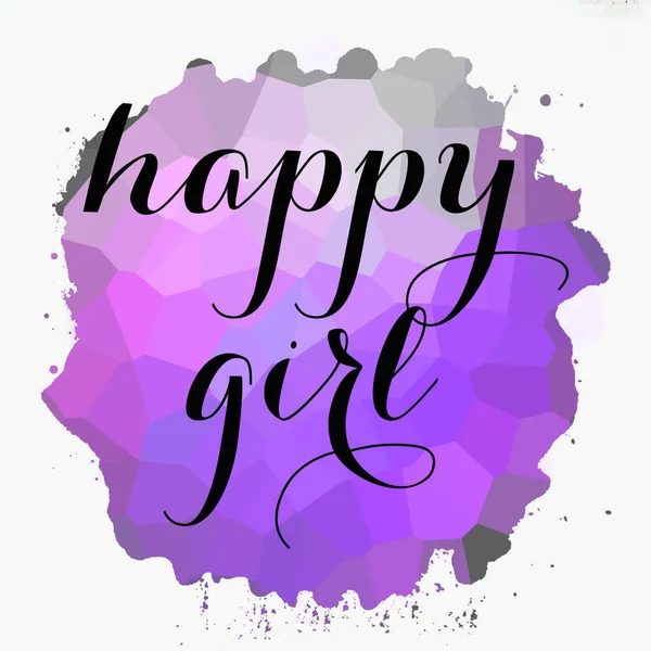 Happy Girl Tekst Abstrakcyjnym Kolorowe Tło — Zdjęcie stockowe