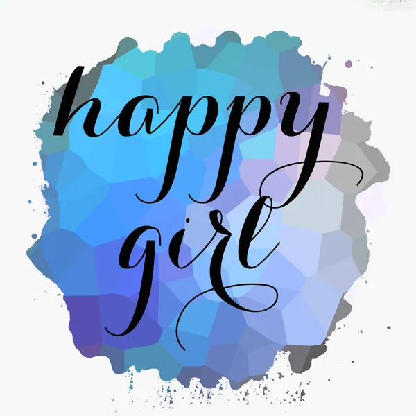 Šťastná Dívka Text Abstraktní Barevné Pozadí — Stock fotografie