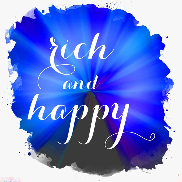 Bohatý Šťastný Text Abstraktním Barevném Pozadí — Stock fotografie