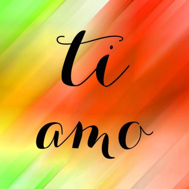 Soyut renkli arkaplan üzerine ti amo metin