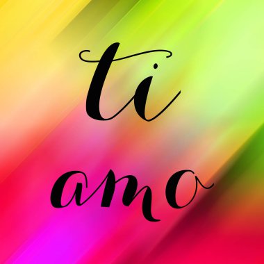 Soyut renkli arkaplan üzerine ti amo metin