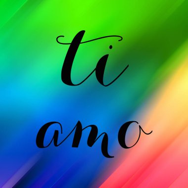 Soyut renkli arkaplan üzerine ti amo metin
