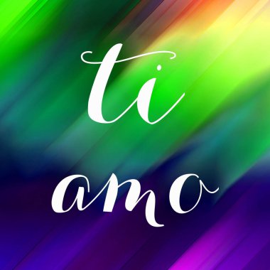 Soyut renkli arkaplan üzerine ti amo metin