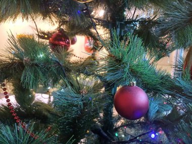 Noel süsleri ve oyuncaklar ağaçta.