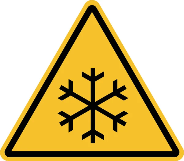 Σημάδι Προειδοποίησης Χαμηλής Θερμοκρασίας Προσοχή Στο Υπερβολικό Κρύο Και Τον — Διανυσματικό Αρχείο
