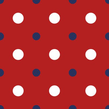 Geometrik noktalı, dikişsiz desen. Şenlik arka planı. Arkaplan, iç tasarım, kumaş tasarımları, yüzey deseni ve duvar kâğıdı için mükemmel. ABD bayrak rengi.