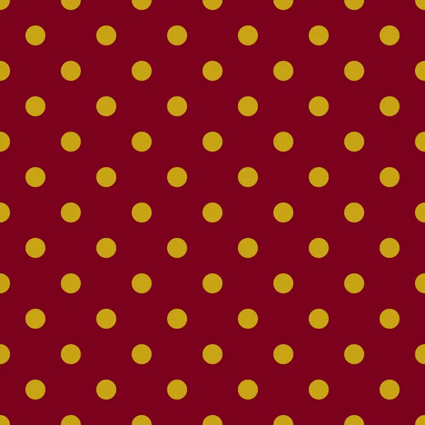 Yellow Polka Dot Seamless Pattern Dark Red Background Fabric Designs — Stock Vector