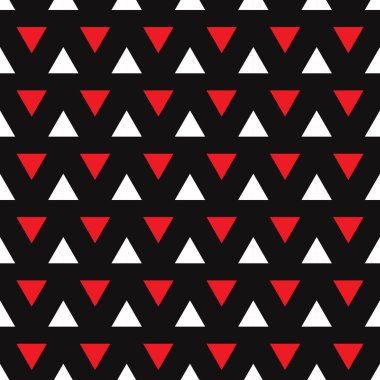 Kırmızı, beyaz üçgen, siyah arkaplanda izole edilmiş. Kumaş tasarımları ve duvar kağıtları.
