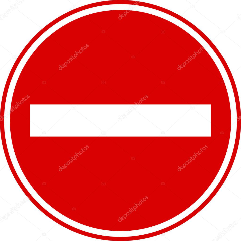 No entry sign. Red circle background. Traffic Signs and Regulations.