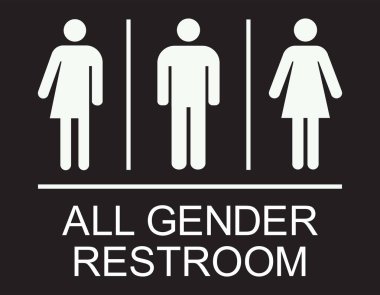 All gender restroom sign. White on Light Black background. Perfect for business concepts, mall,restaurant and office. clipart