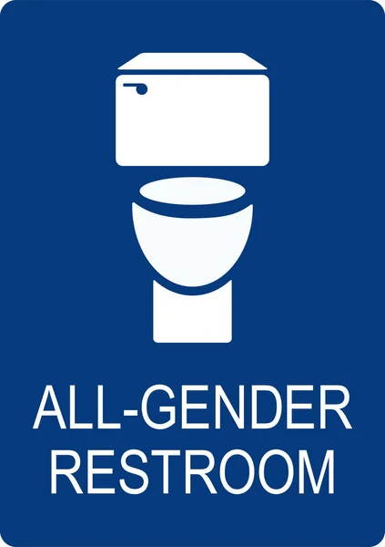 All Gender Bathroom Sign White Blue Background Toilet Signs Symbols — Stock Vector