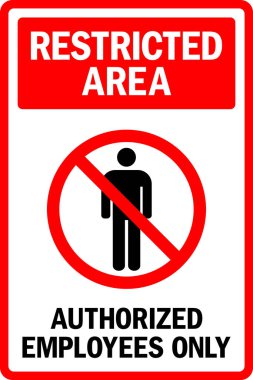 Restricted Area. Authorized Employee Only Sign. To prevent unauthorized persons. clipart