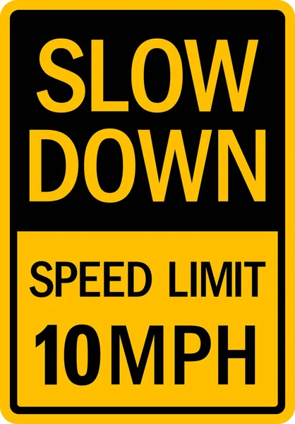 Slow Speed Limit Mph Sign Black Yellow Background Traffic Signs — Stock Vector