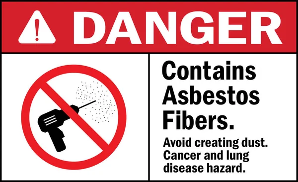 危険標識だ アスベストスの繊維癌の病気の危険が含まれている 施設の標識及び記号 — ストックベクタ