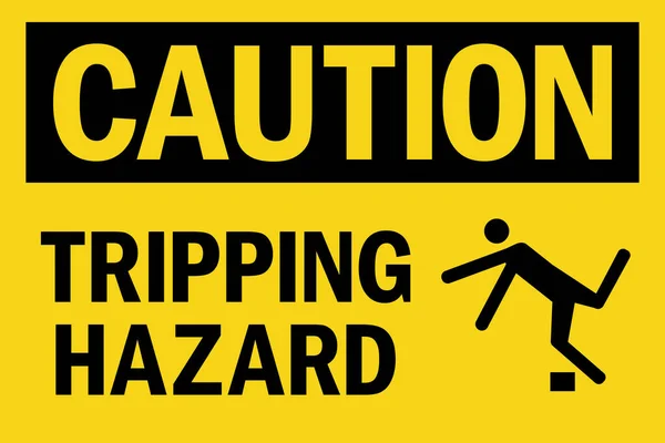 Tripping Hazard Caution Sign Hitam Pada Latar Belakang Kuning Tanda - Stok Vektor