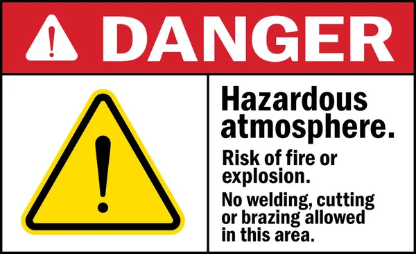 Sinal Perigo Atmosfera Perigosa Risco Incêndio Explosão Não Permitida Soldagem —  Vetores de Stock