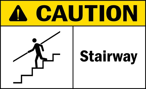 Caution Stairway Sign Stair Safety Signs Symbols — Stock Vector