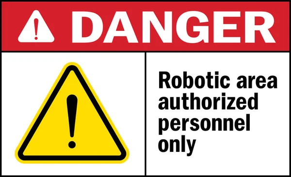 Roboterbereich Autorisiertes Personal Nur Gefahr Zeichen Warnschilder Und Symbole Für — Stockvektor