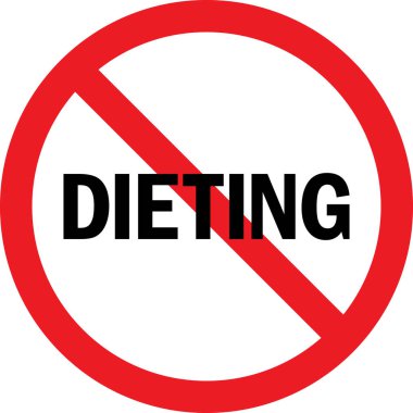Diyet işareti yok. Kırmızı daire arka planı. Fitness işaretleri ve sembolleri.