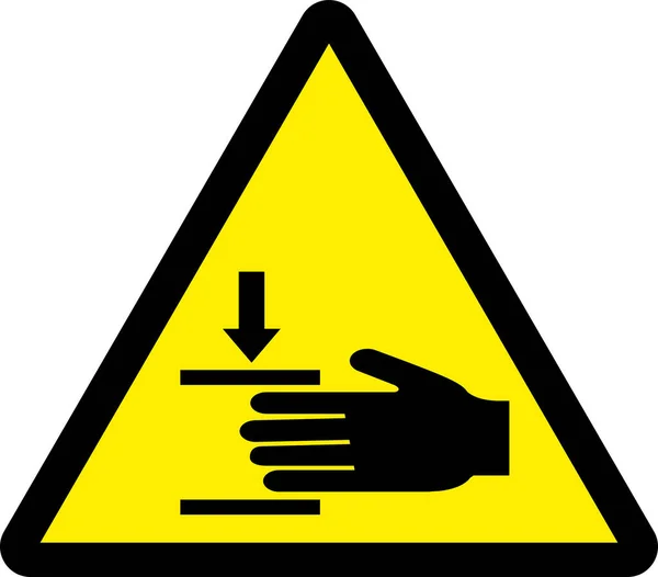 Señal Advertencia Peligro Aplastamiento Negro Sobre Fondo Triangular Amarillo Señales — Vector de stock